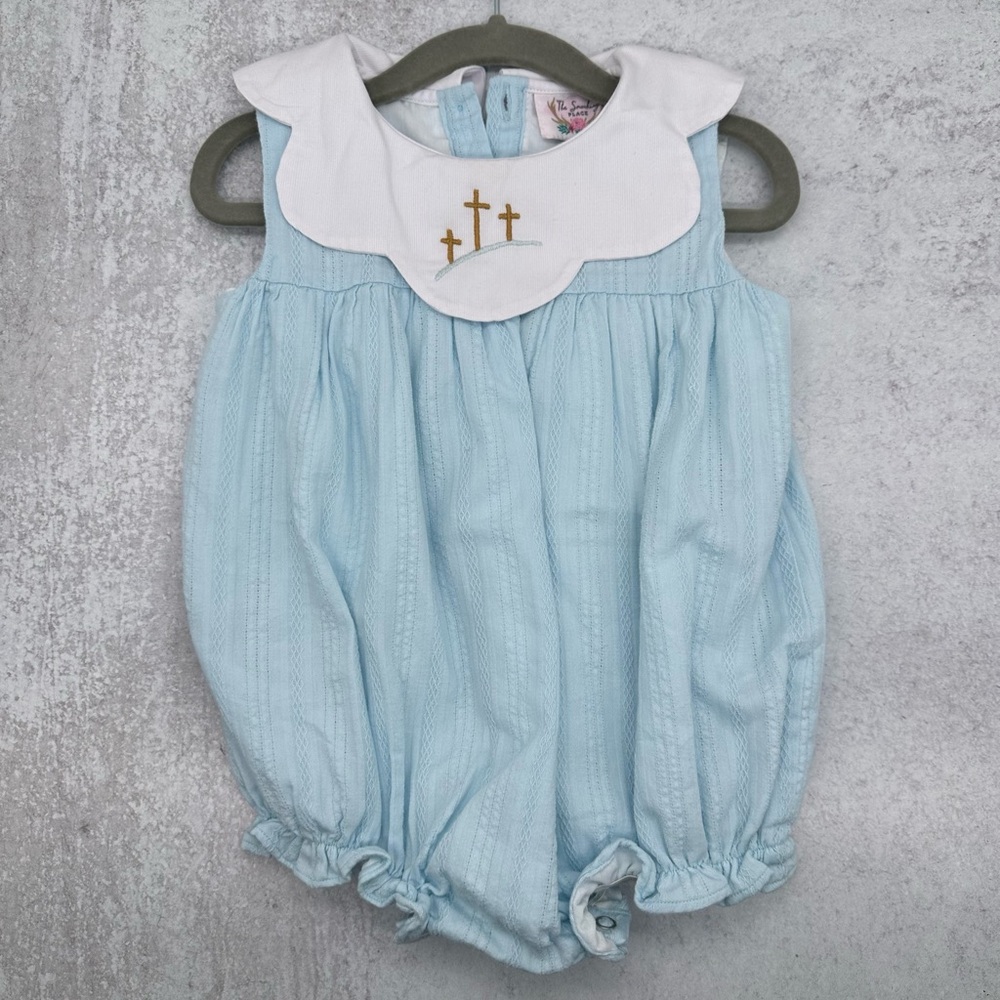 Embroidered Easter Bubble Size 18 Months Smocking Place Cross Crosses